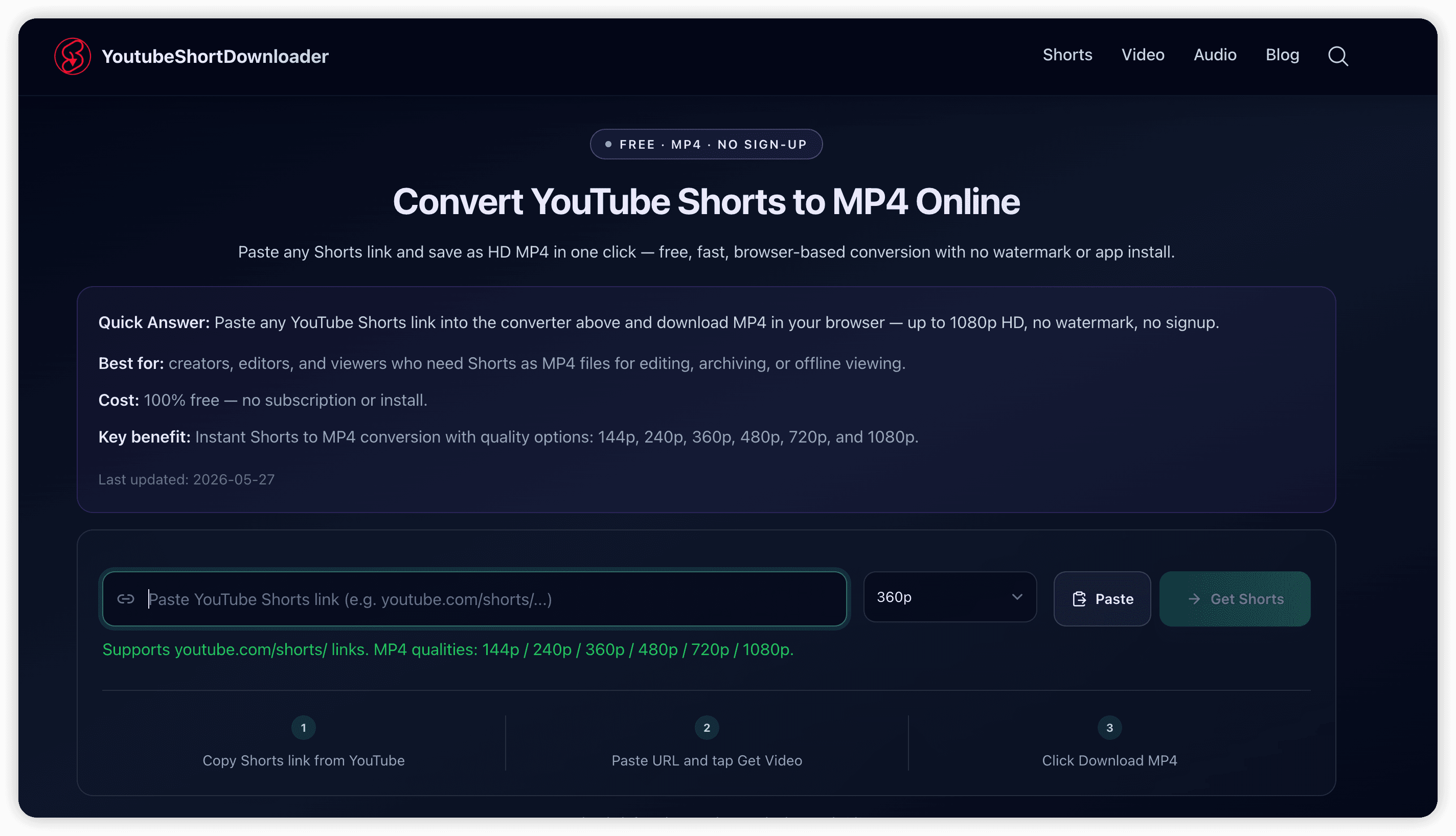 YoutubeShortDownloader logo — free YouTube Shorts to MP4 downloader